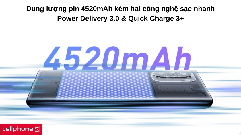 Dung lượng pin 4520mAh với hệ thống sạc nhanh tốc độ cao
