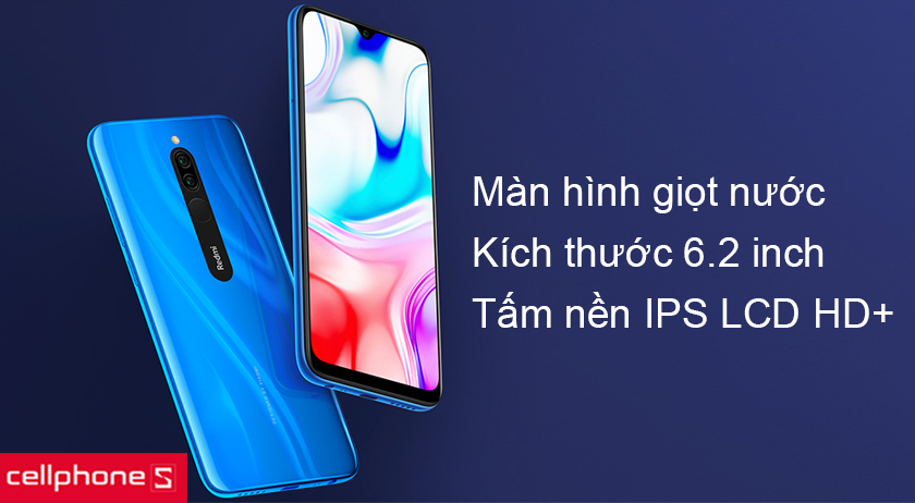 Màn hình giọt nước 6.2 inch hiện đại, tấm nền IPS LCD, độ phân giải HD+ hiển thị sắc nét