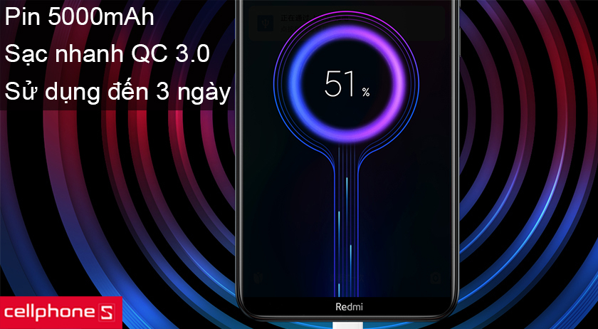 Pin “trâu” với dung lượng 5000mAh hỗ trợ sạc nhanh QC 3.0 sử dụng đến 3 ngày