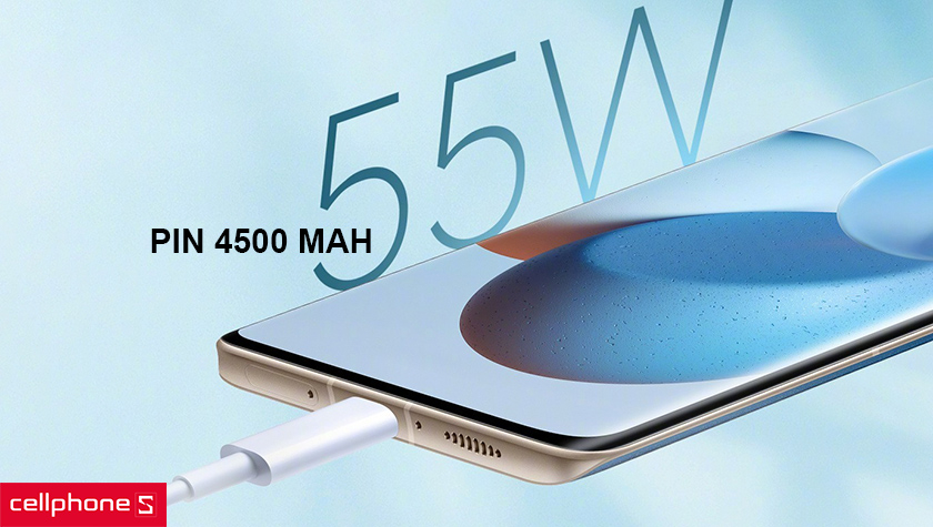 Pin 4500 mAh, thoải mái sử dụng nhiều giờ cùng công suất sạc 55W