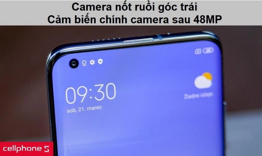 Camera nốt ruồi ở góc trên màn hình và cảm biến chính 48MP