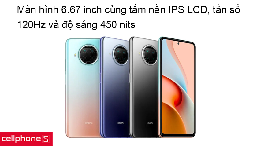 Màn hình đục lỗ 6.67 inch hiện đại, tấm nền IPS LCD 120Hz và độ sáng 450 nits