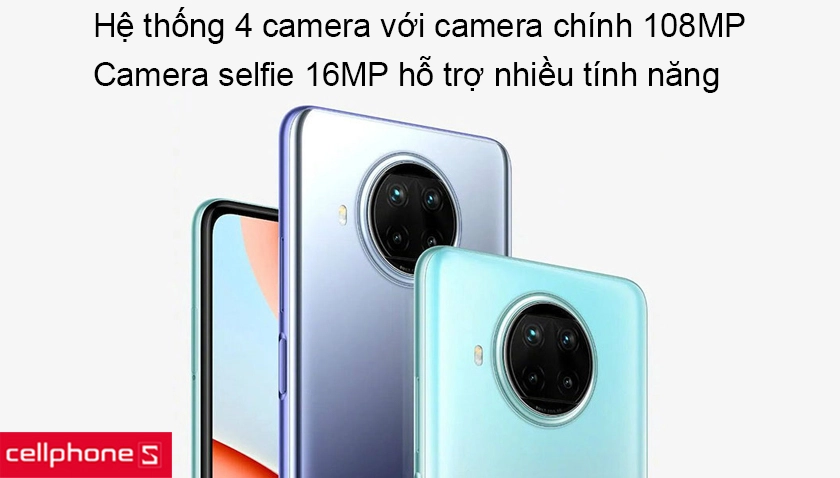 Hệ thống 4 camera với camera chính 108MP cực khủng và camera selfie 16MP