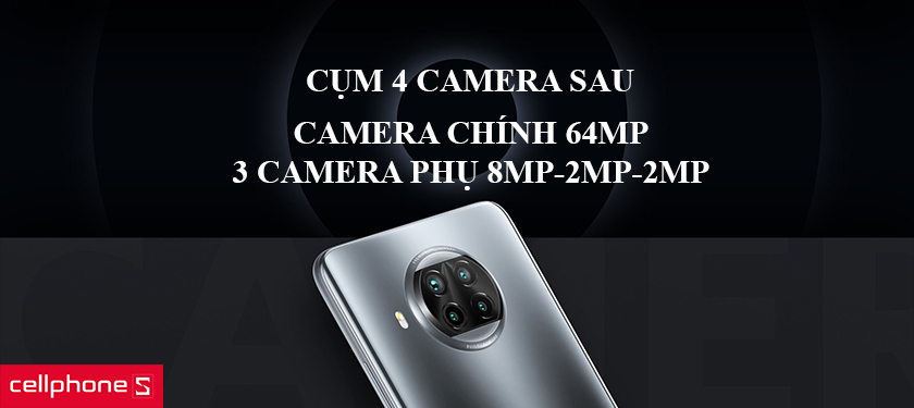 Cụm 4 camera sau, camera chính độ phân giải 64MP