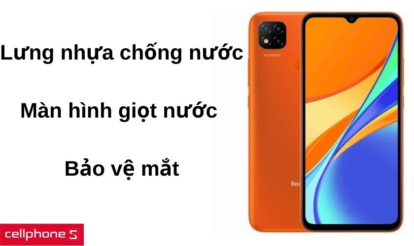 Thiết kế lưng nhựa chống nước và màn hình notch hình giọt nước 6.53 inch