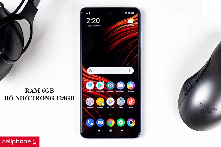 Dung lượng RAM 6GB thoải mái đa nhiệm cùng khả năng lưu trữ lớn với 128GB