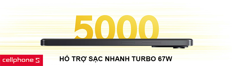 Pin dung lượng lớn, hỗ trợ sạc nhanh turbo 67W