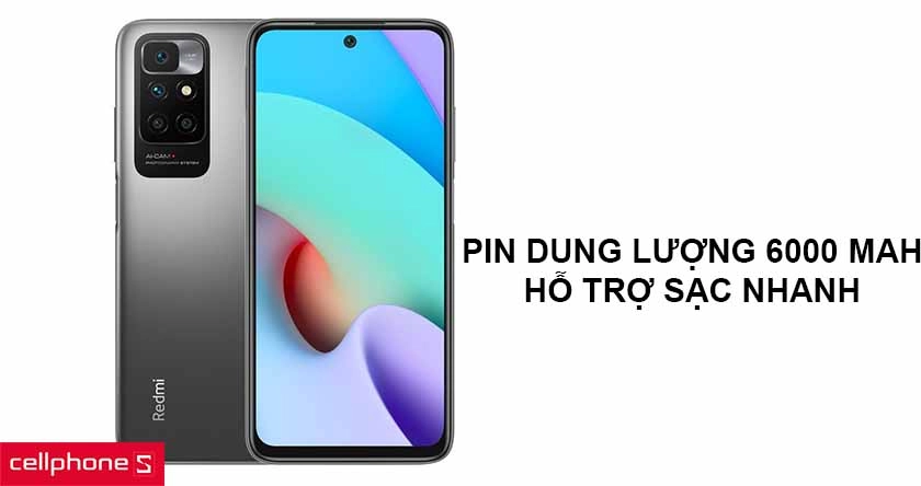 Pin dung lượng 6000 mAh, hỗ trợ sạc nhanh và sạc ngược