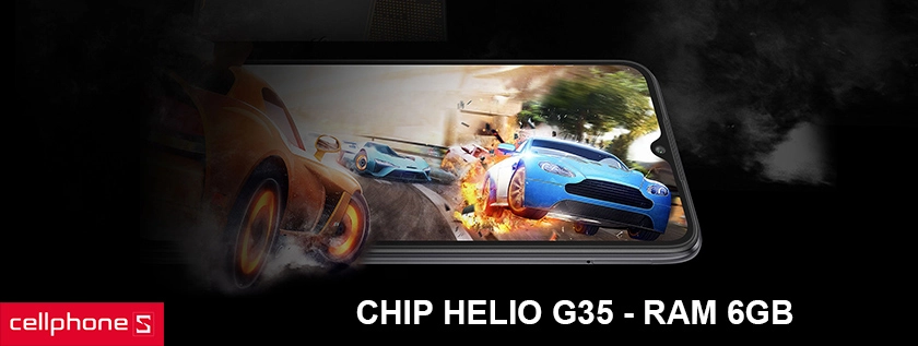 Hiệu năng mạnh mẽ với chip Helio G35 cùng dung lượng RAM lớn 6GB