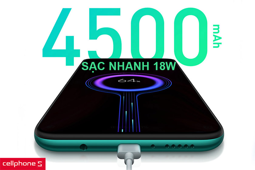 Viên pin 4500 mAh hoạt động bền bỉ, công nghệ sạc nhanh 18W tiện lợi