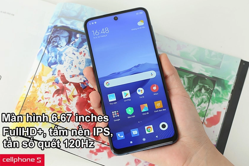 Màn hình 6.67 inches, FullHD+, tấm nền IPS, tần số quét 120Hz