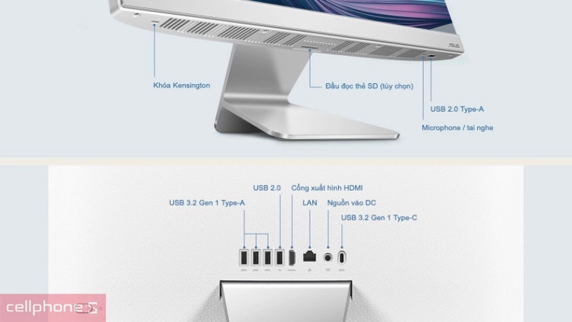 Cổng kết nối máy tính All In One Asus A3202WBAK-WA155W