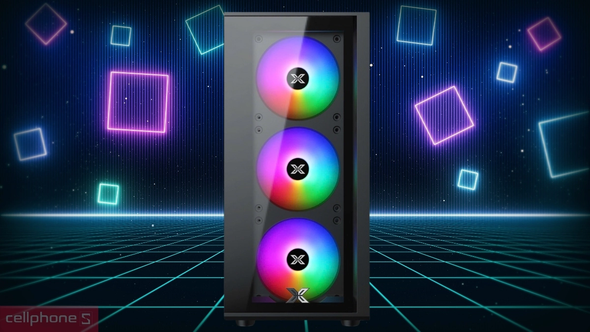 Thiết kế case gọn gàng, tạo điểm nhấn cho góc máy