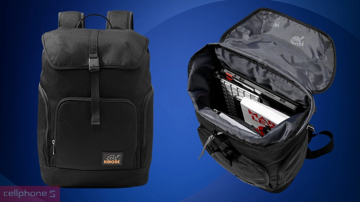 Ngăn chính balo Laptop Kmore The Thiago Backpack 15.6 inch