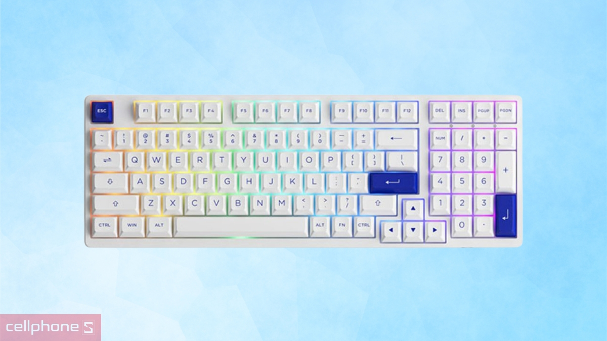 Bàn phím 3098B Multi-mode Blue on White
