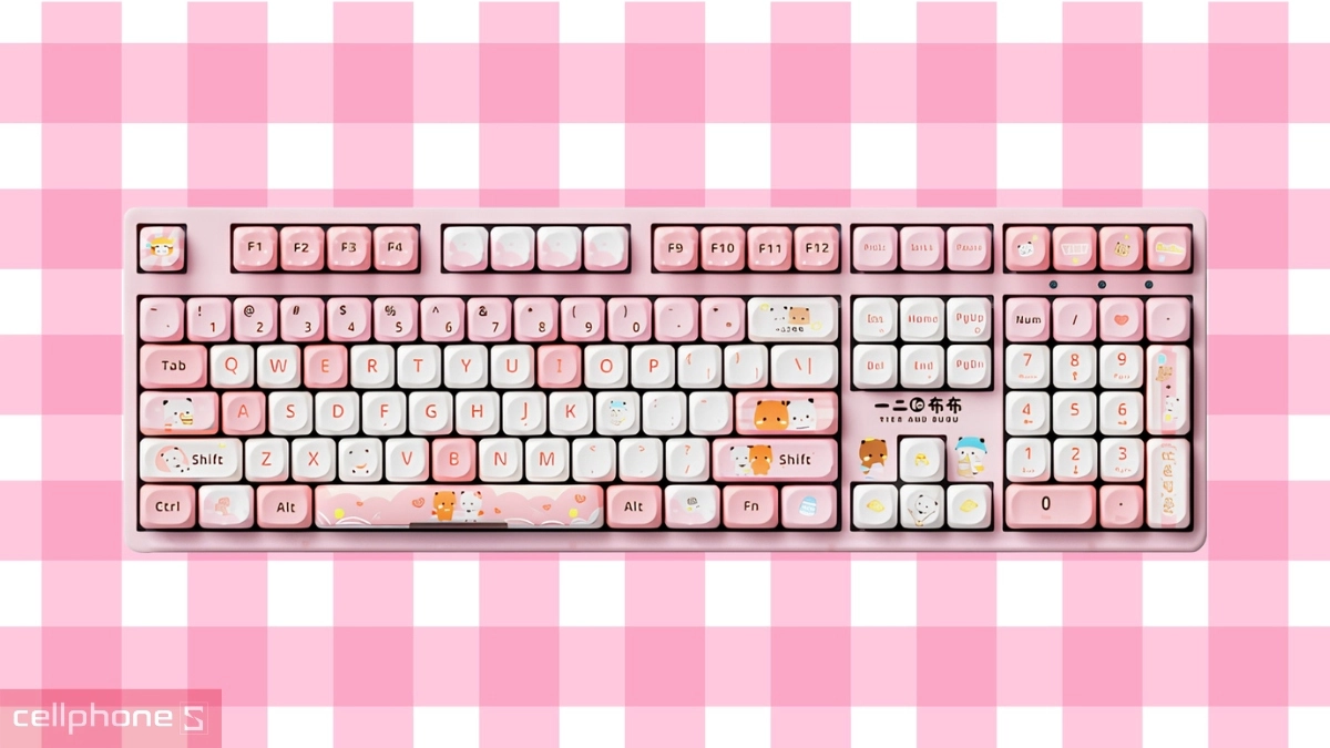 Diện mạo sắc hồng của Bàn phím cơ có dây Akko 3108 V3 Yier and Bubu Pink