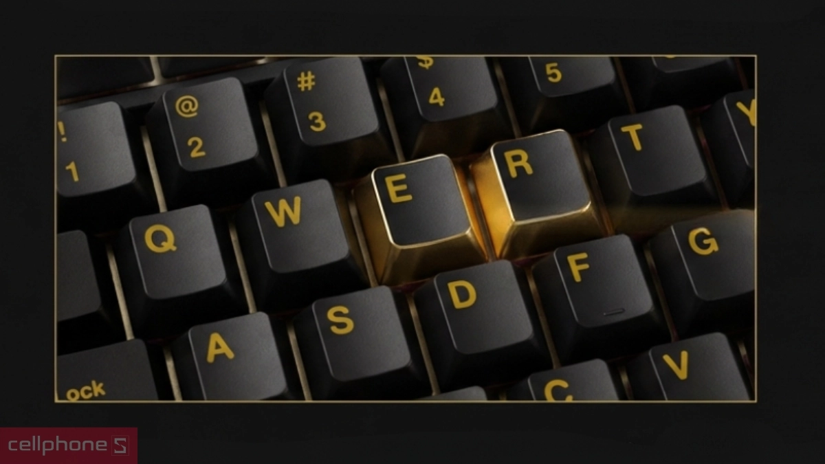 Keycap bàn phím cơ không dây Bluetooth AKKO 5075 V3 Black Gold
