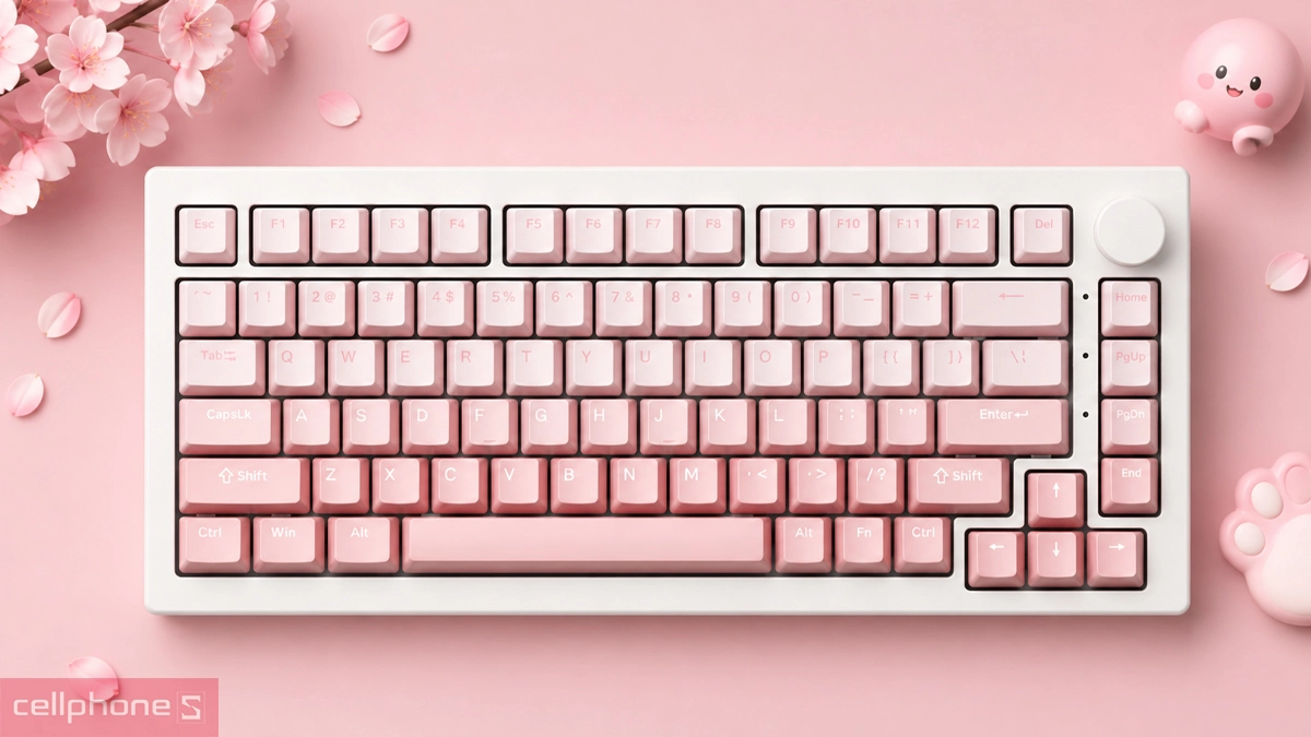 Thiết kế RGB hiện đại của Bàn phím cơ không dây Bluetooth AKKO 5075 V3 White&Pink Gradient