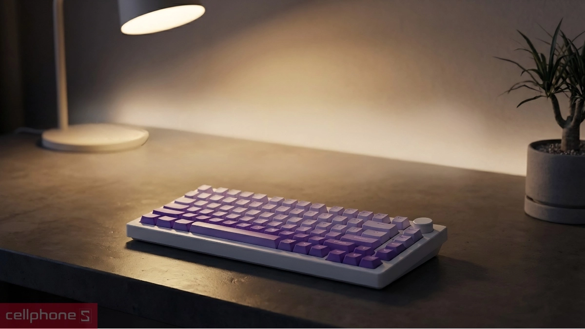 Bố cục 75% của Bàn phím cơ không dây Bluetooth Akko 5075 V3 White Purple Gradient