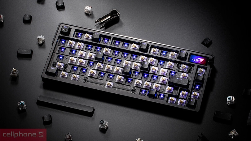 Switch, keycap của bàn phím gaming ASUS ROG Azoth Extreme đen