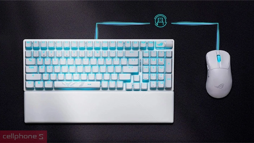 Thiết kế bàn phím gaming ASUS ROG Strix Scope II 96 Wireless Trắng