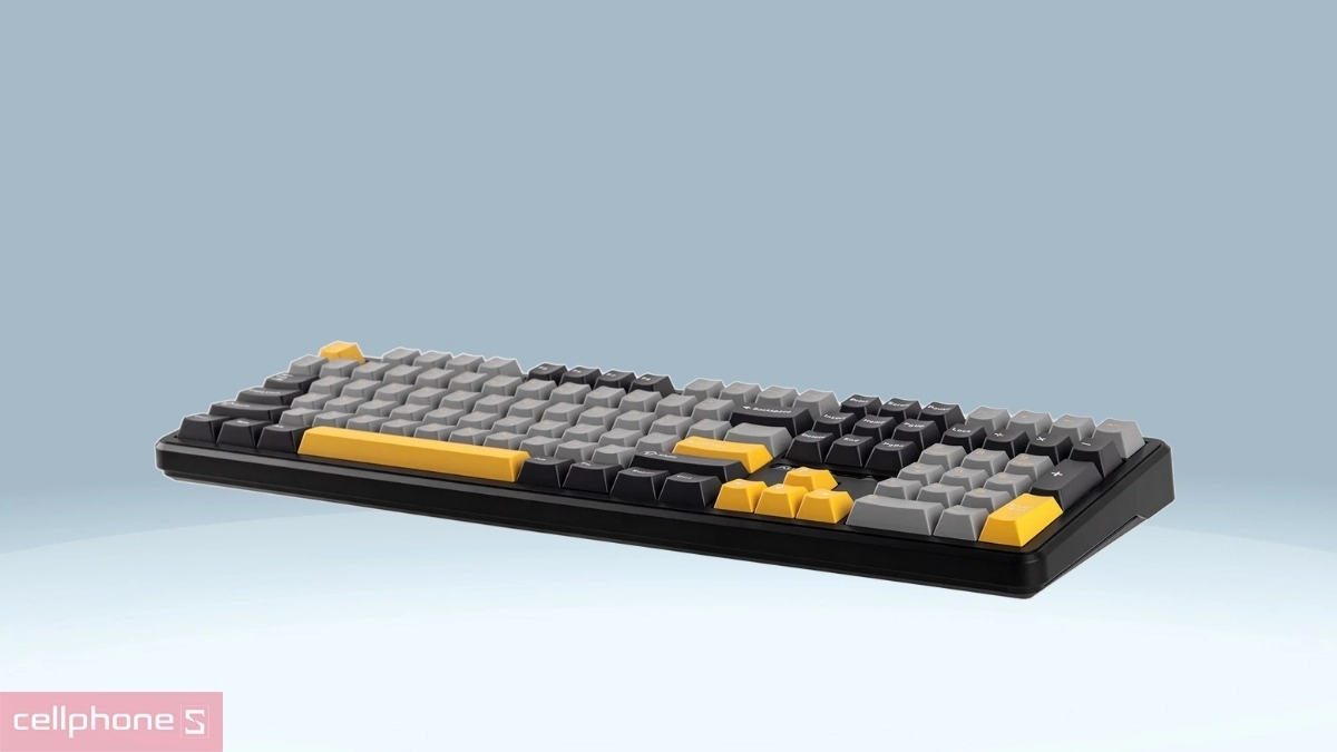 Keycap, switch hiện đại của bàn phím cơ không dây Aula F108 đen xám vàng