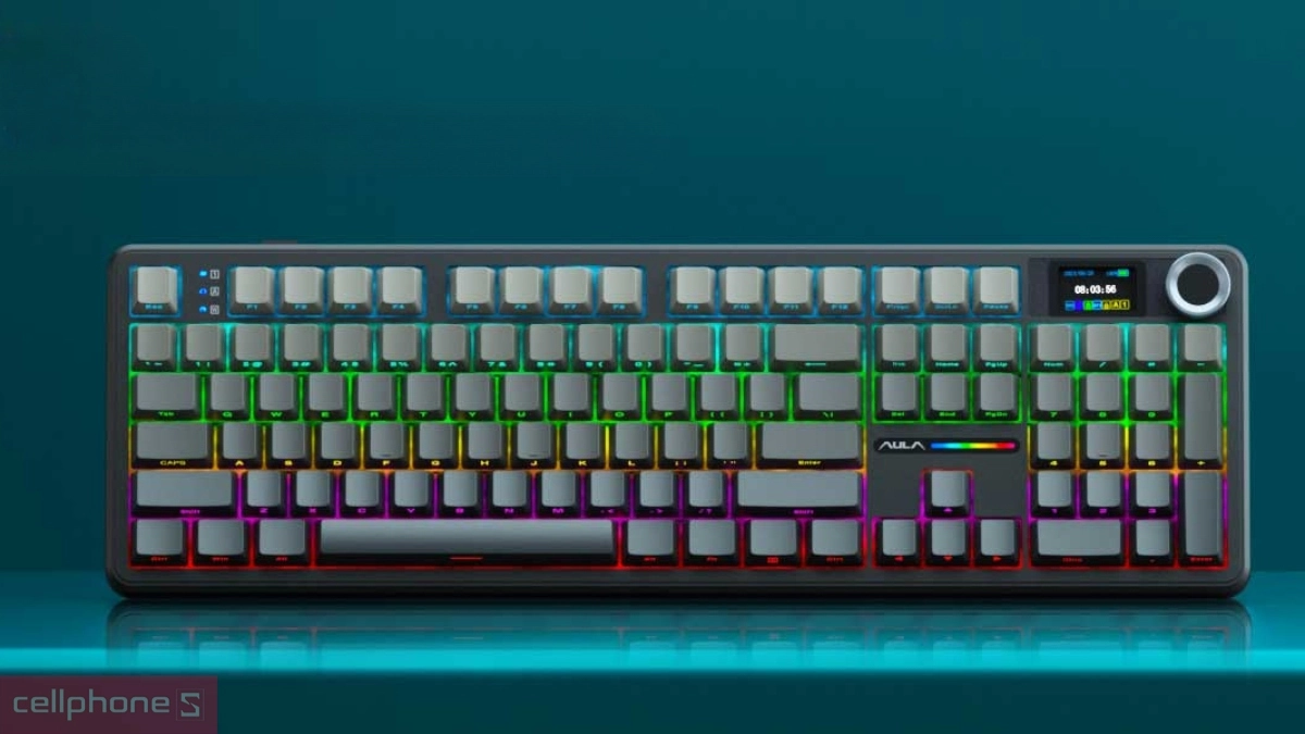 Keycap, switch của bàn phím cơ không dây Aula F108 Pro đen Gradient