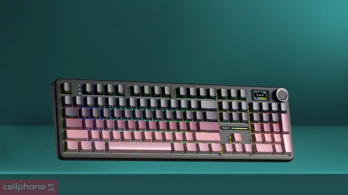 Switch, keycap và khả năng kết nối của bàn phím cơ không dây Aula F108 Pro đen hồng
