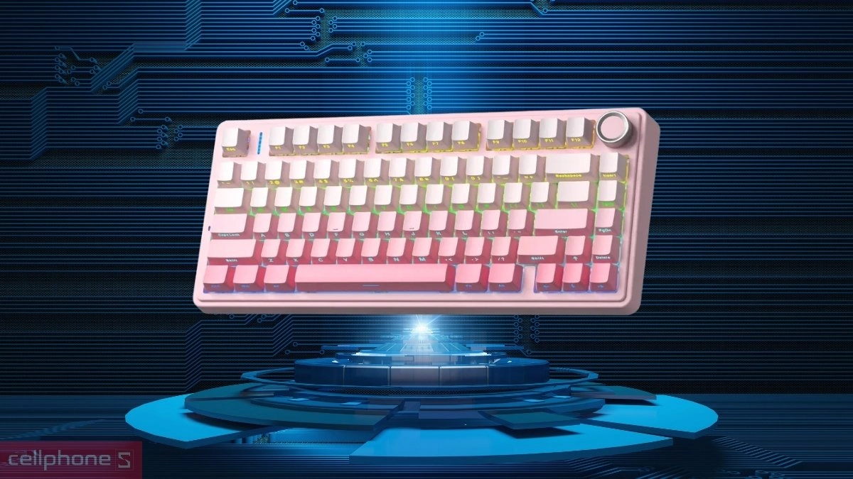 Keycap PBT trên bàn phím cơ Aula F75 hồng gradient