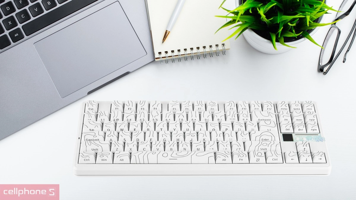 Thiết kế bàn phím cơ không dây AULA F87 Pro V2 trắng Contour