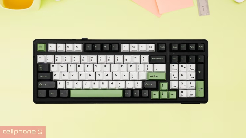 Switch bàn phím cơ không dây Aula F99 đen xanh lá Whale Sea Switch