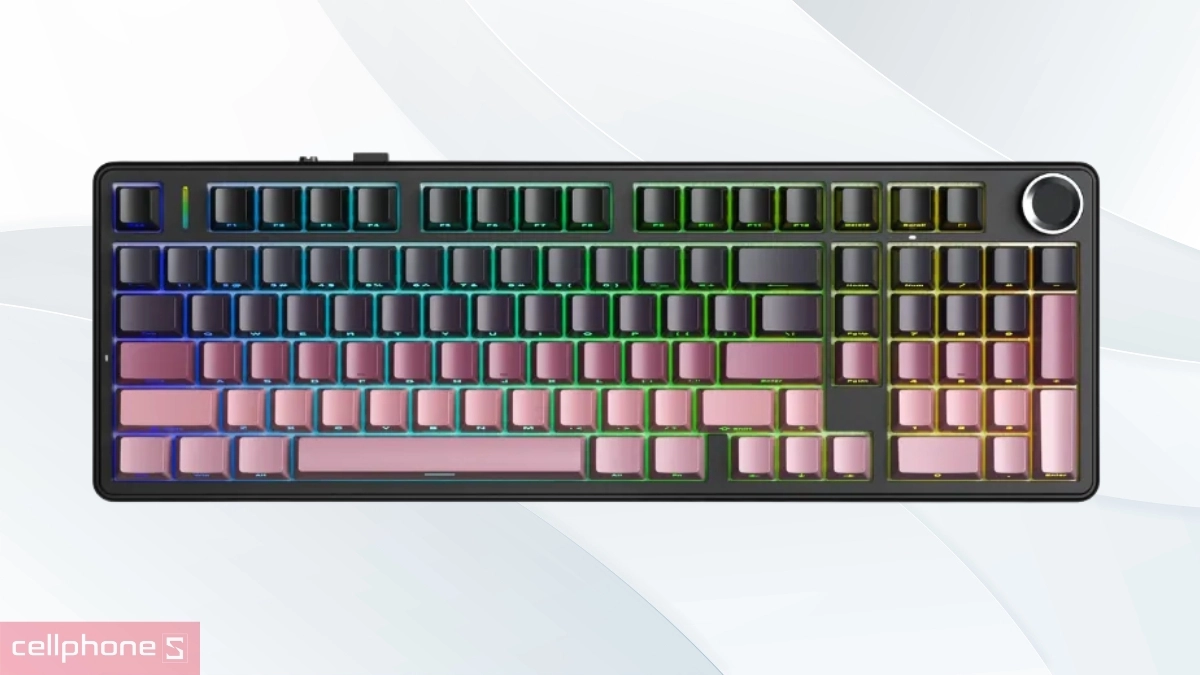 Thiết kế, đèn nền của bàn phím cơ không dây Aula F99 Pro đen hồng