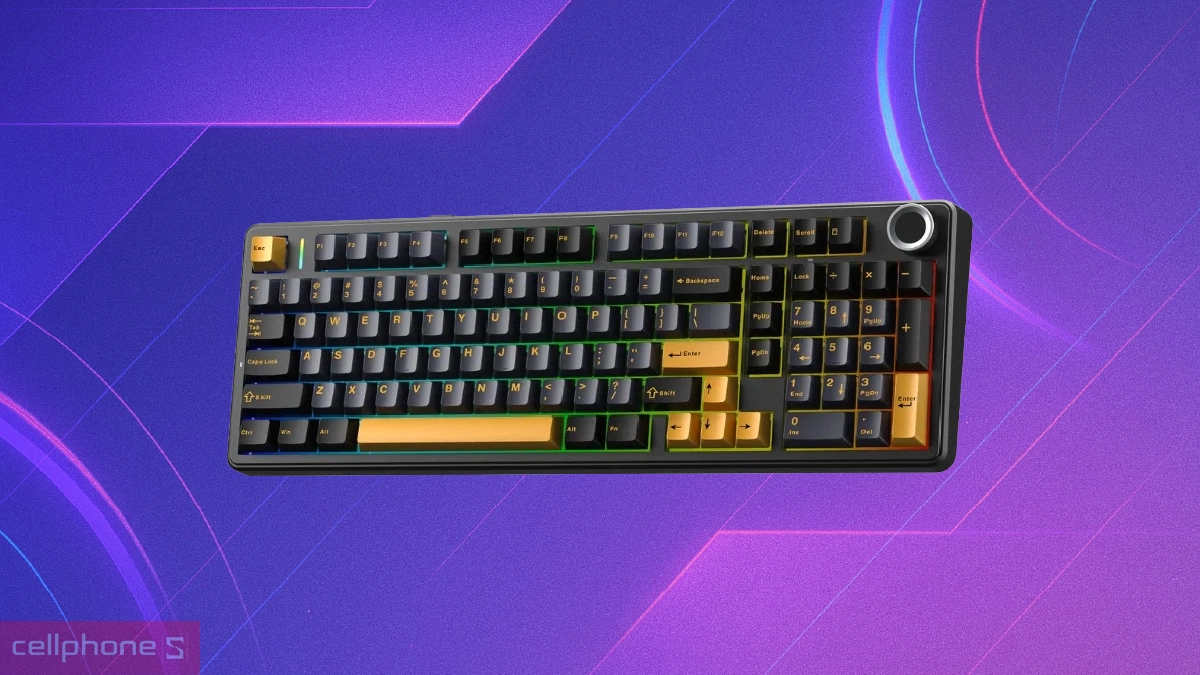 Khả năng kết nối linh hoạt của bàn phím cơ không dây Aula F99 Pro đen xanh đậm cam