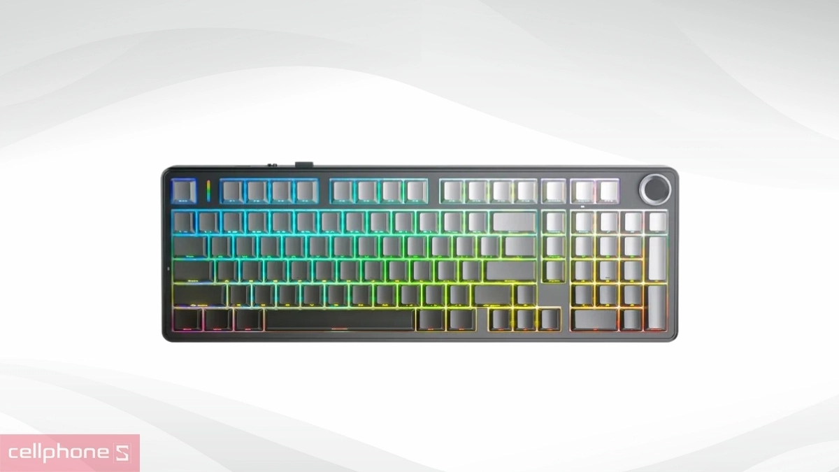 Thiết kế, keycap, switch của bàn phím cơ không dây Aula F99 Pro xám đen Gradient
