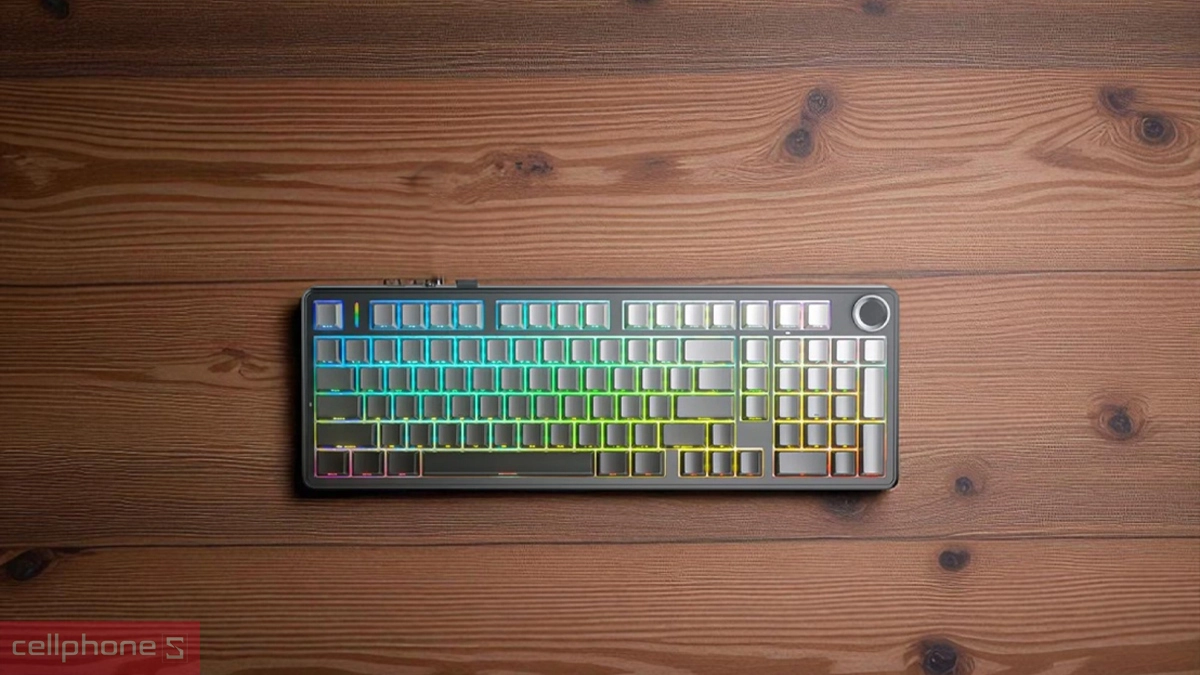 Kích thước, khả năng kết nối của bàn phím cơ không dây Aula F99 Pro xám đen Gradient