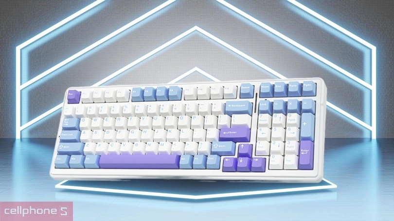 Màu sắc bàn phím cơ không dây Aula F99 trắng tím Grey Wood V3 Switch