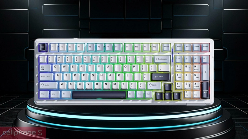 Thiết kế bàn phím cơ không dây Aula F99 trắng xanh dương Reaper Switch