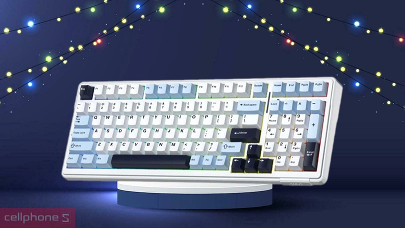Layout và khả năng kết nối của bàn phím cơ không dây Aula F99 trắng xanh dương Reaper Switch
