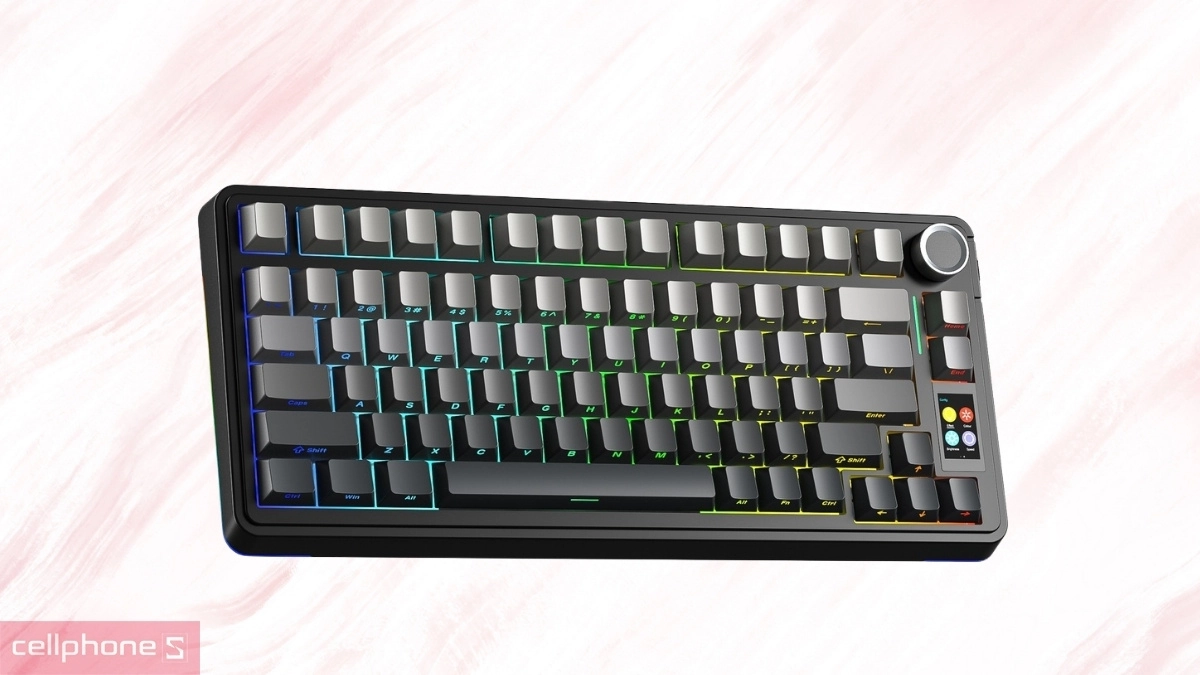 Thiết kế bàn phím cơ không dây Aula S75 Pro xám đen Gradient