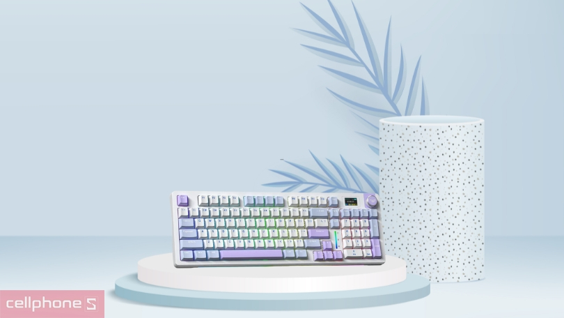 Kết nối bàn phím cơ không dây Aula S98 Pro xanh dương trắng tím