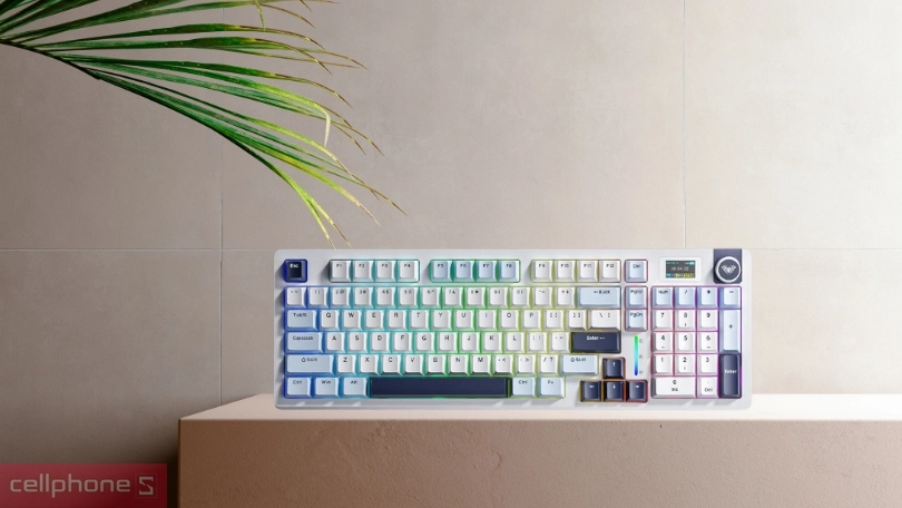 Thiết kế bàn phím cơ không dây AULA S98 Pro xanh dương trắng tím