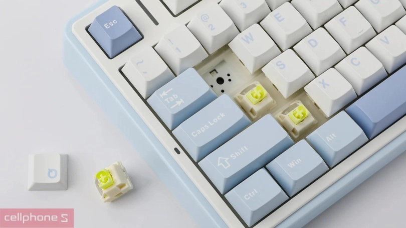 Keycap, switch của bàn phím không dây Aula F75 Sea Blue