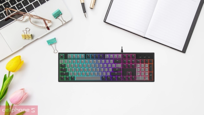 Thiết kế bàn phím có dây Dareu EK104 RBG Grey – Black