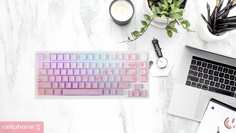 Thiết kế bàn phím cơ Dareu EK75 Pro Sakura Pink RGB
