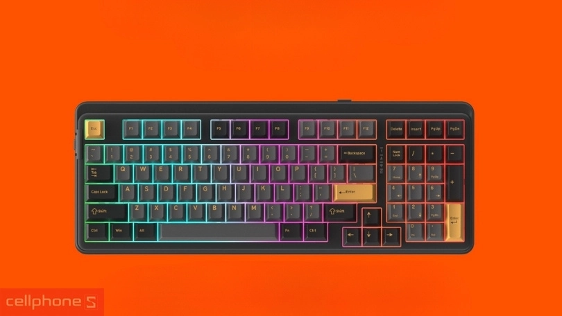 Thiết kế, đèn nền bàn phím cơ không dây DareU EK98 Pro RBG Black Golden