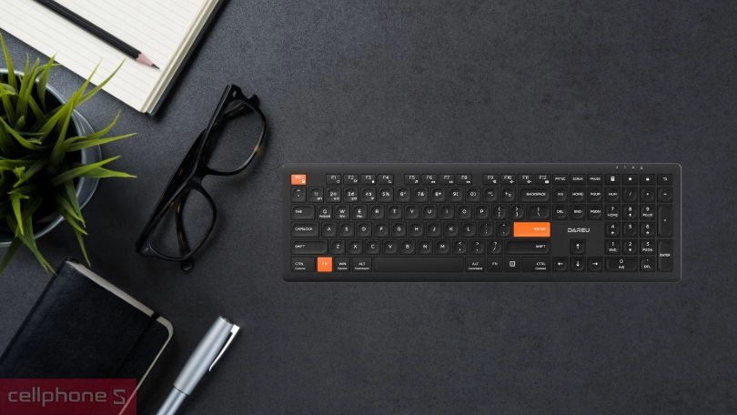 Kết nối bàn phím không dây DareU LK150D Black-Orange
