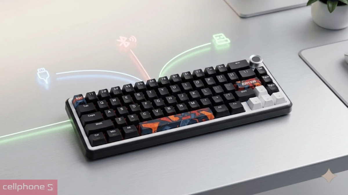 Khả năng kết nối bàn phím cơ không dây E-DRA EK368S Đen Trắng