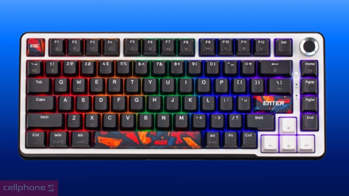 Keycap ABS Doubleshot sắc nét, bền màu của bàn phím cơ không dây E-Dra EK375S đen trắng