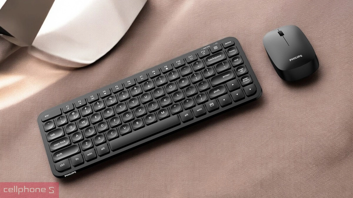 Thiết kế Combo Bàn phím + Chuột không dây Philips SPT6338