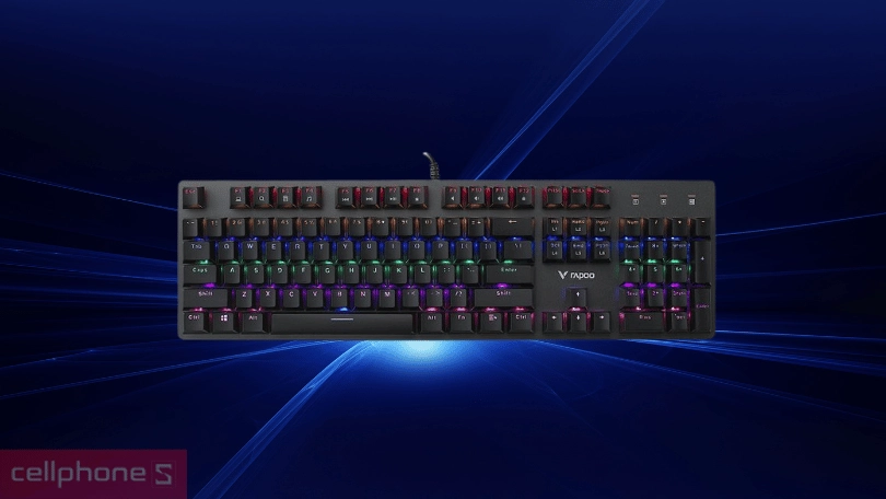 Bàn phím cơ Rapoo V500SE Rainbow Red Switch - chất liệu cao cấp, trải nghiệm gõ êm ái